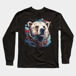 Patriotic Polar Bear Long Sleeve T-Shirt